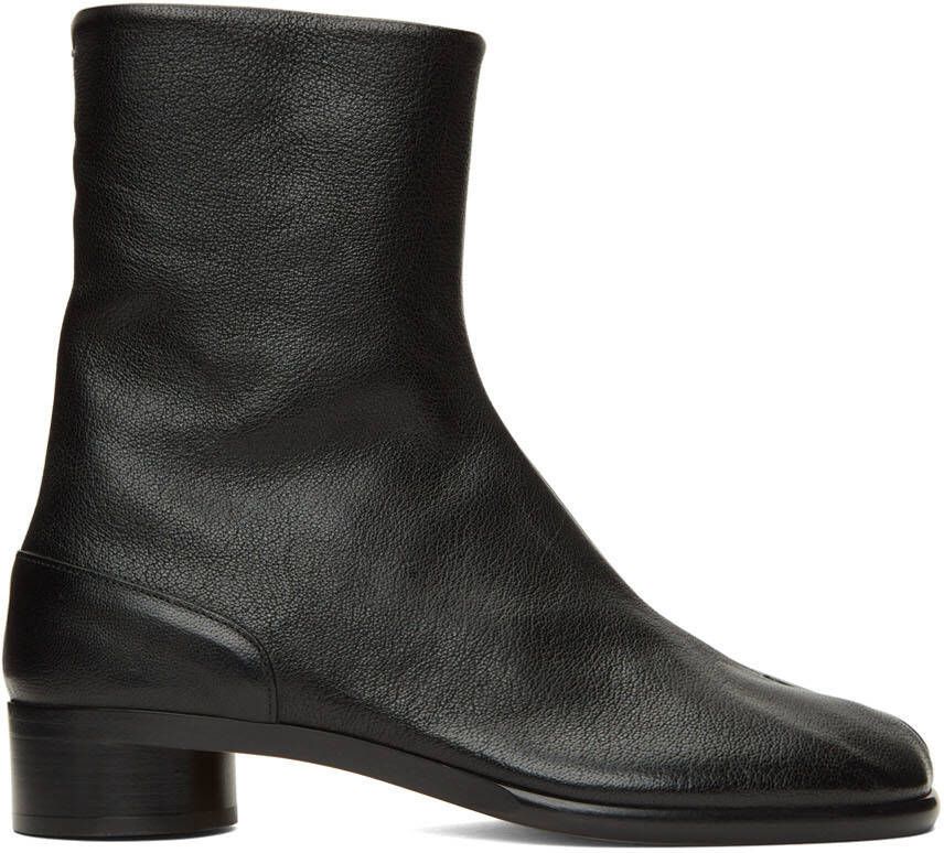 Maison Margiela Black Leather Tabi Boots - Picture 4