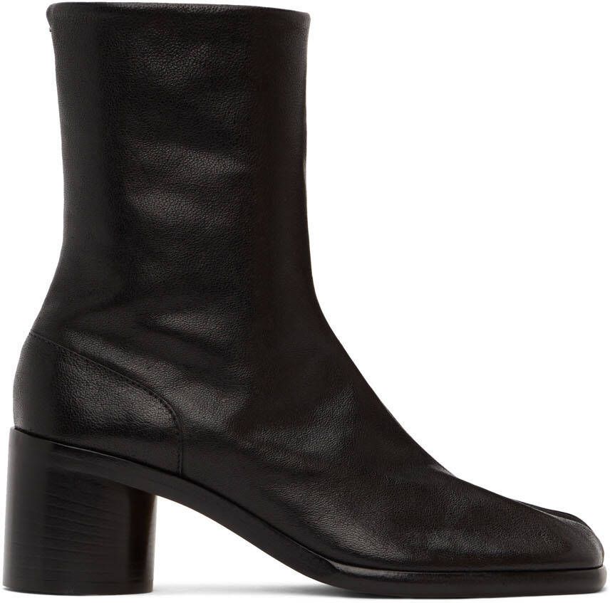 Maison Margiela Black Leather Tabi Boots - Picture 5