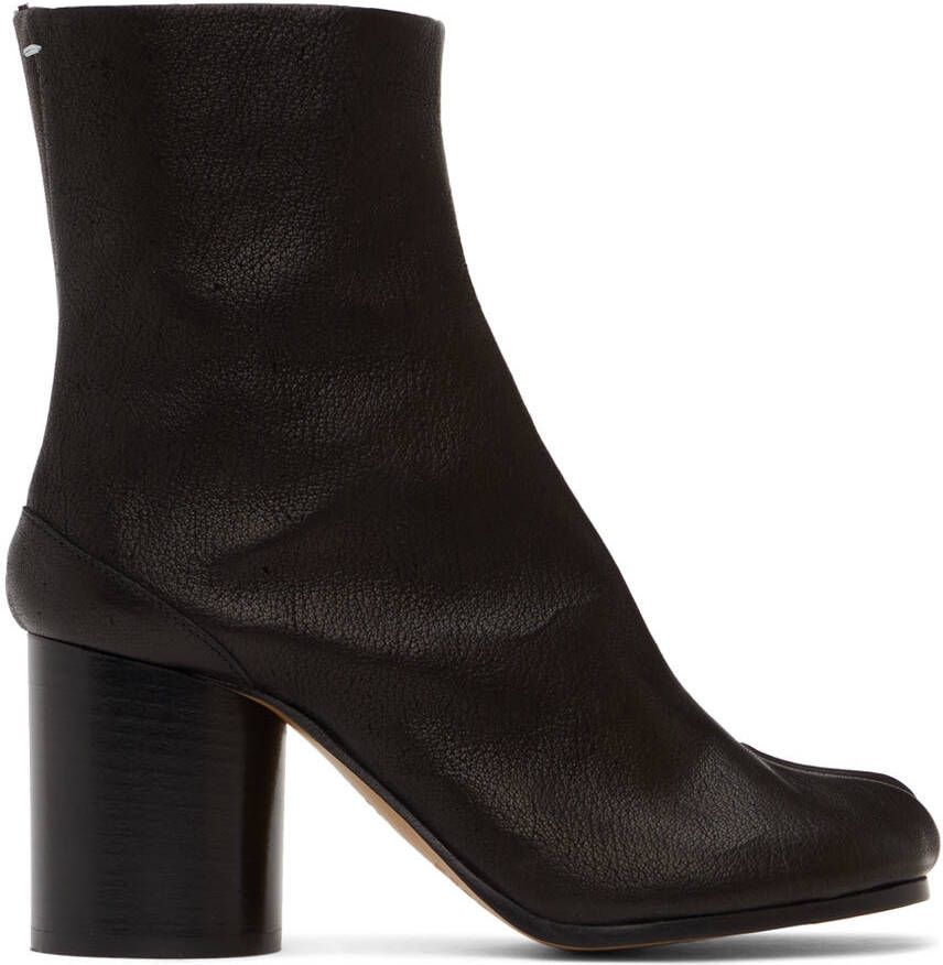 Maison Margiela Black Leather Tabi Boots - Picture 4