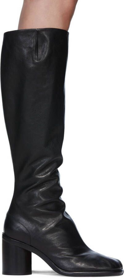 Maison Margiela Black Leather Tabi Tall Boots - Picture 13