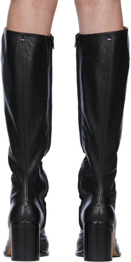 Maison Margiela Black Leather Tabi Tall Boots - Picture 6