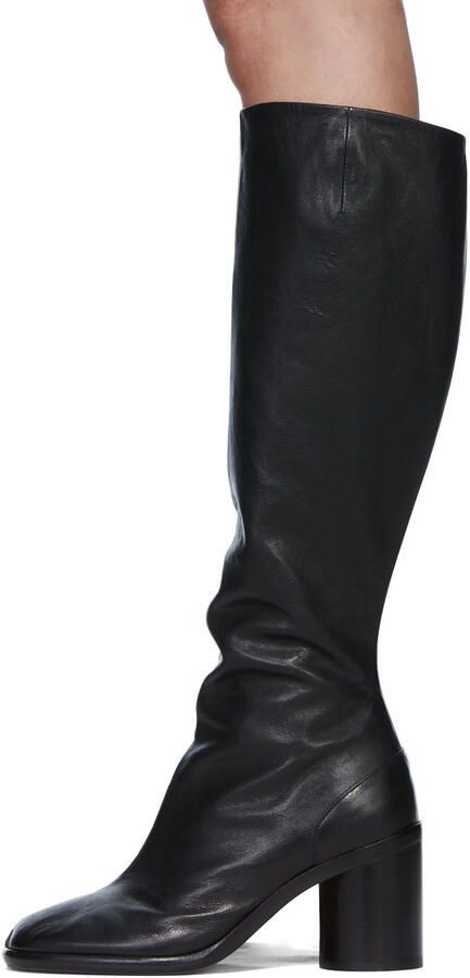 Maison Margiela Black Leather Tabi Tall Boots - Picture 7