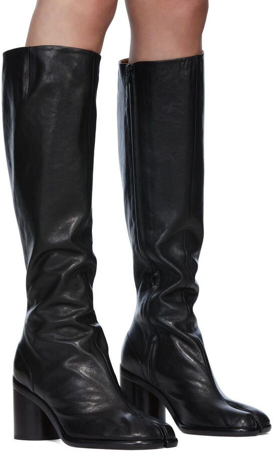 Maison Margiela Black Leather Tabi Tall Boots - Picture 4