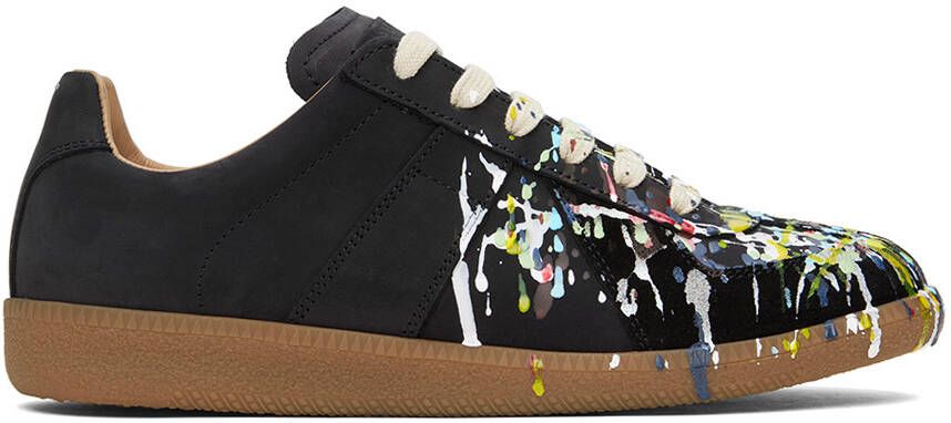Maison Margiela Black & Multicolor Paint Drop Replica Sneakers - Picture 2