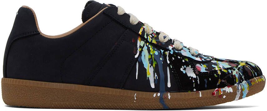 Maison Margiela Black Paint Replica Sneakers - Picture 5