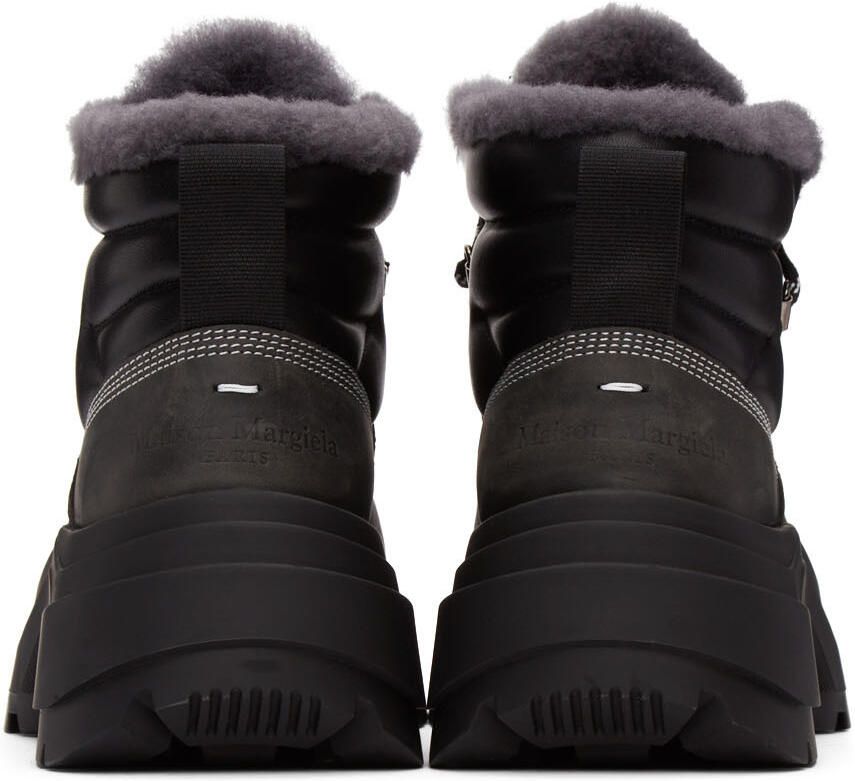 Maison Margiela Black Shearling Lace-Up Boots