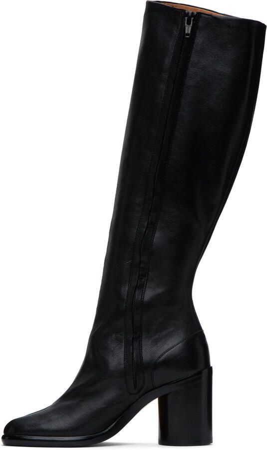 Maison Margiela Black Leather Tabi Tall Boots - Picture 5