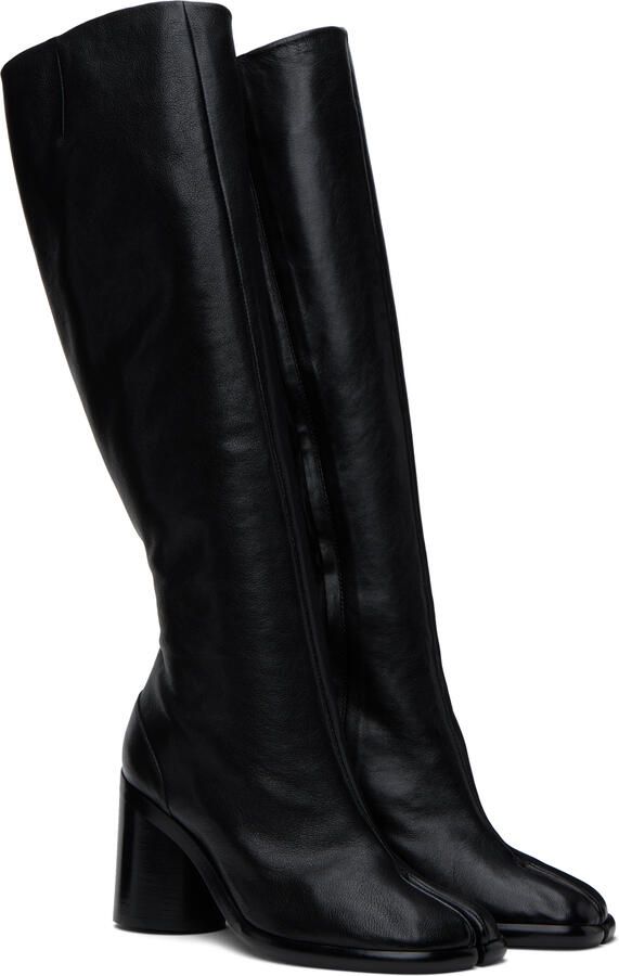 Maison Margiela Black Leather Tabi Tall Boots - Picture 2