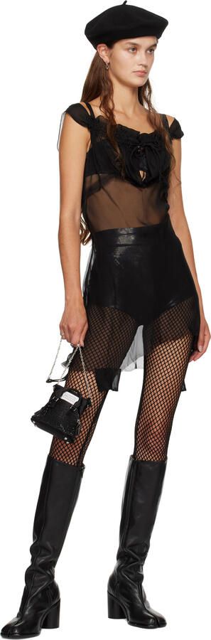 Maison Margiela Black Leather Tabi Tall Boots - Picture 10