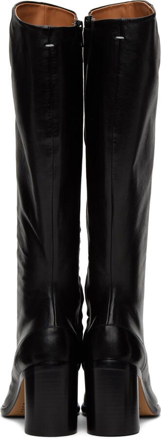 Maison Margiela Black Leather Tabi Tall Boots - Picture 9
