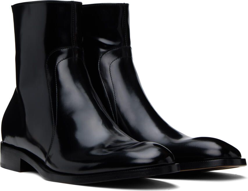 Maison Margiela Black Zip Boots - Picture 2
