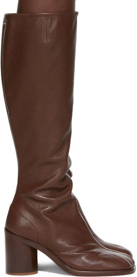 Maison Margiela Brown Calfskin Tabi Tall Boots - Picture 5
