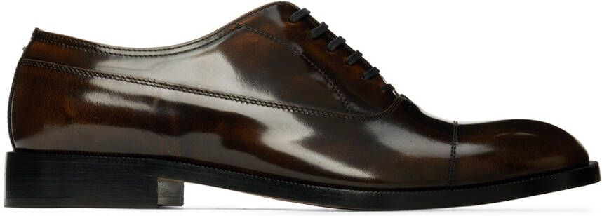 Maison Margiela Brown Leather Oxfords - Picture 5