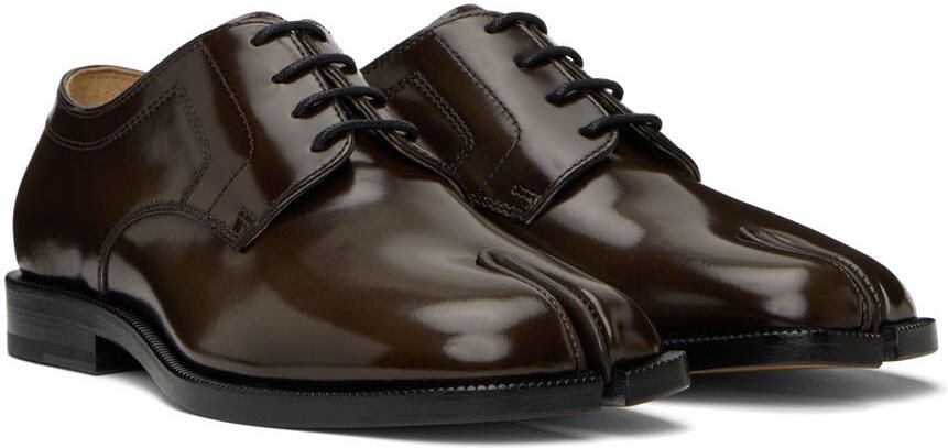 Maison Margiela Brown Leather Tabi Oxfords - Picture 2
