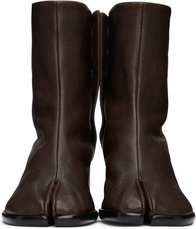 Maison Margiela Brown Mid Heel Tabi Ankle Boots - Picture 2
