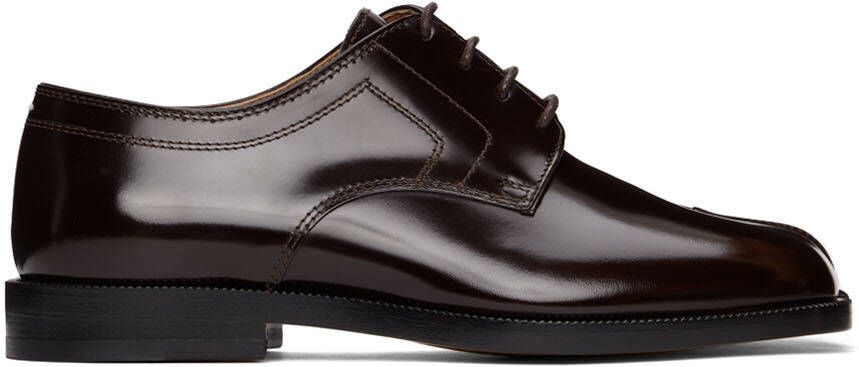 Maison Margiela Brown Patent Tabi Lace-Up Derbys - Picture 5