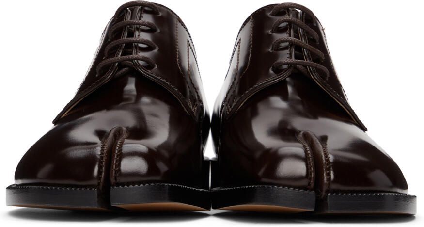 Maison Margiela Brown Patent Tabi Lace-Up Derbys - Picture 3