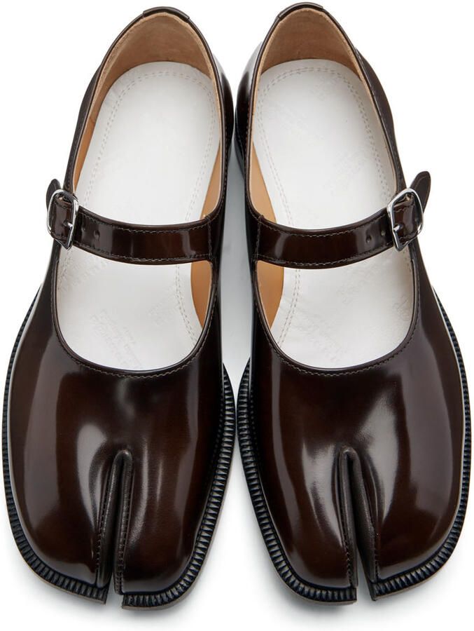 Maison Margiela Brown Patent Tabi Mary Jane Oxfords
