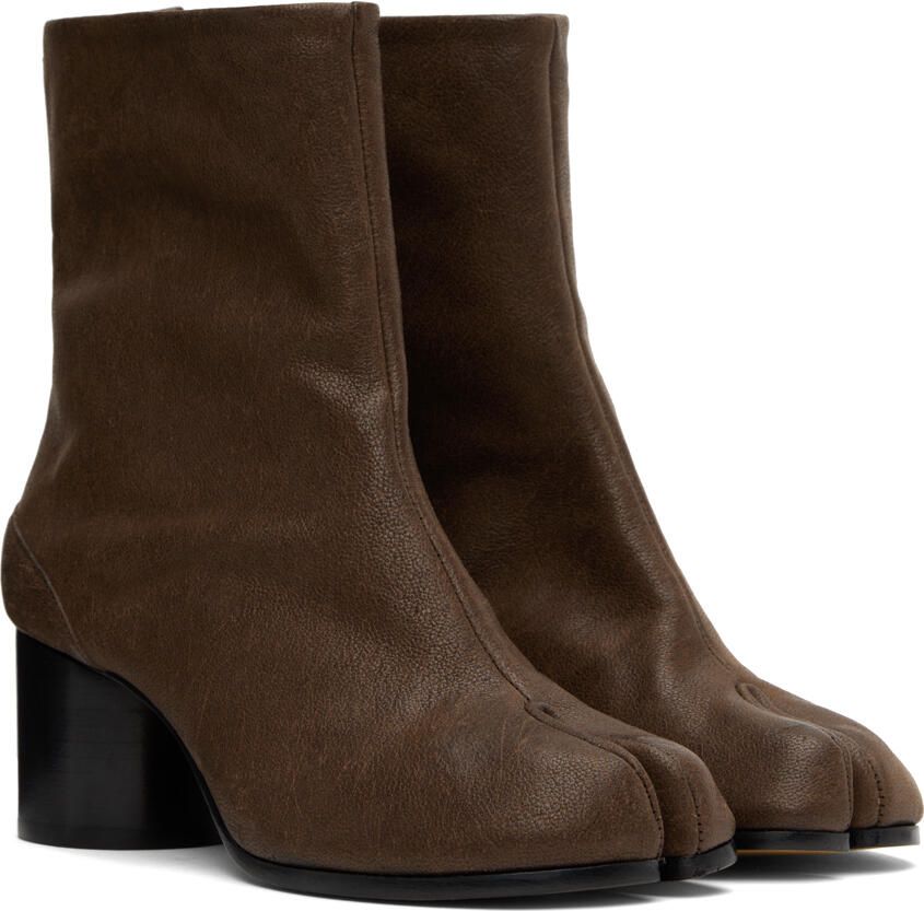 Maison Margiela Brown Tabi Boots - Picture 2