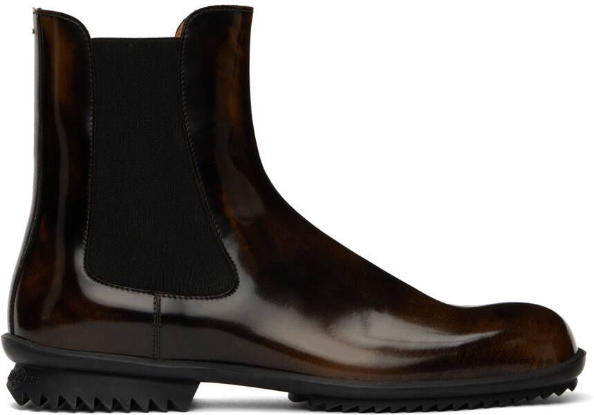 Maison Margiela Brown Waxed Chelsea Boots