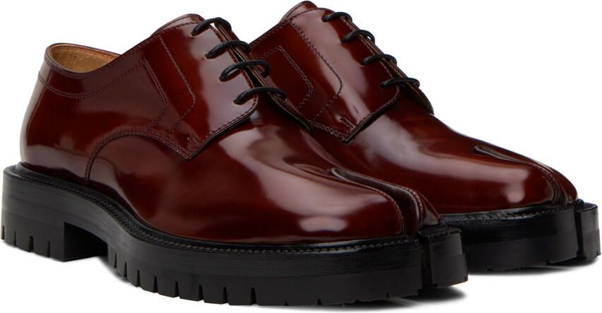 Maison Margiela Burgundy Tabi Lace-Up Derbys - Picture 2