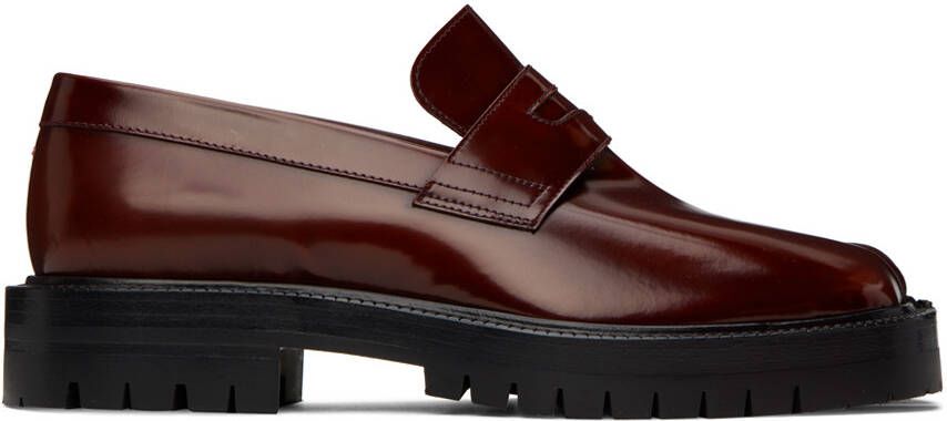 Maison Margiela Burgundy Tabi Loafers - Picture 5