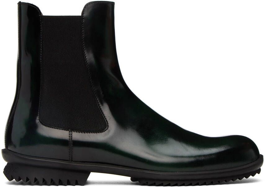 Maison Margiela Green Leather Chelsea Boots - Picture 5