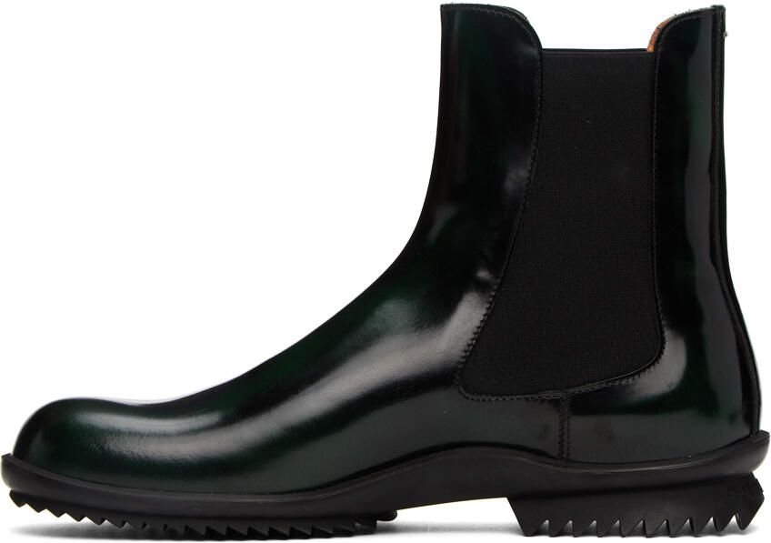 Maison Margiela Green Leather Chelsea Boots - Picture 3