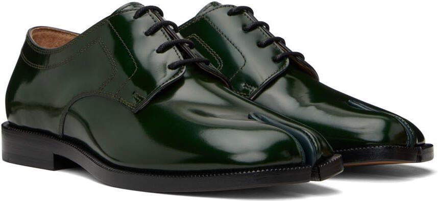 Maison Margiela Green Leather Tabi Oxfords - Picture 2