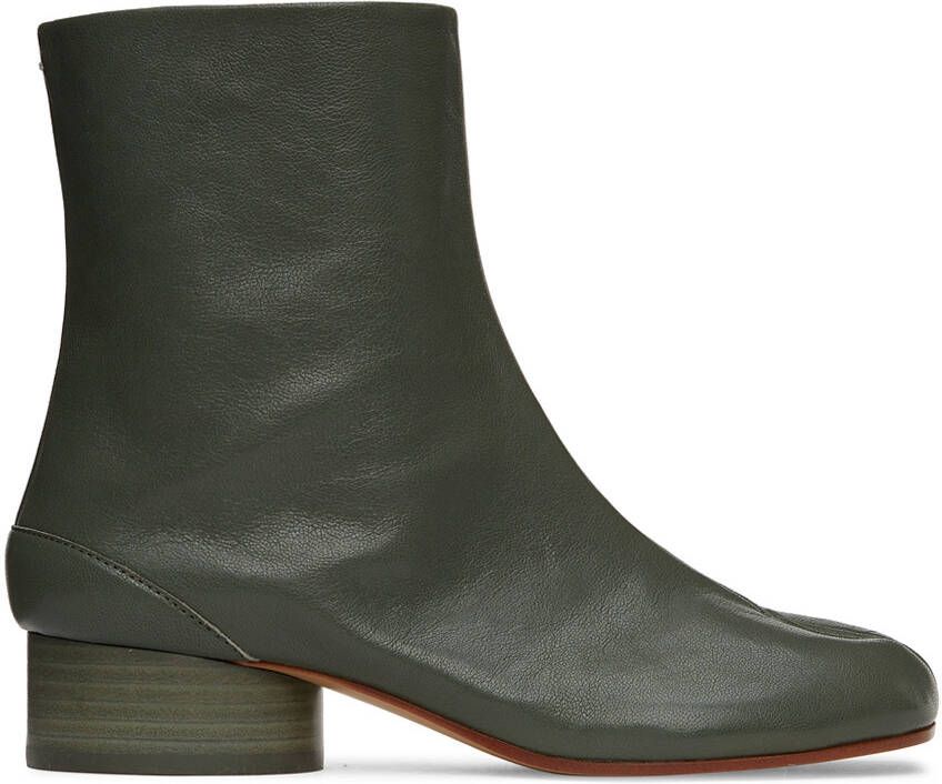 Maison Margiela Green Low Heel Tabi Ankle Boots - Picture 5