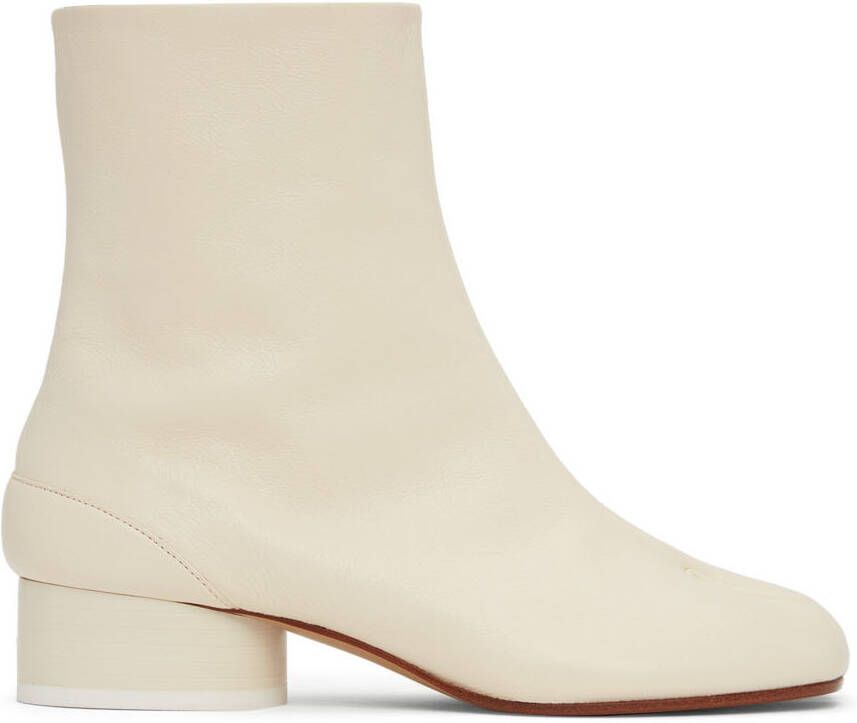 Maison Margiela Off-White Low Heel Tabi Boots - Picture 5