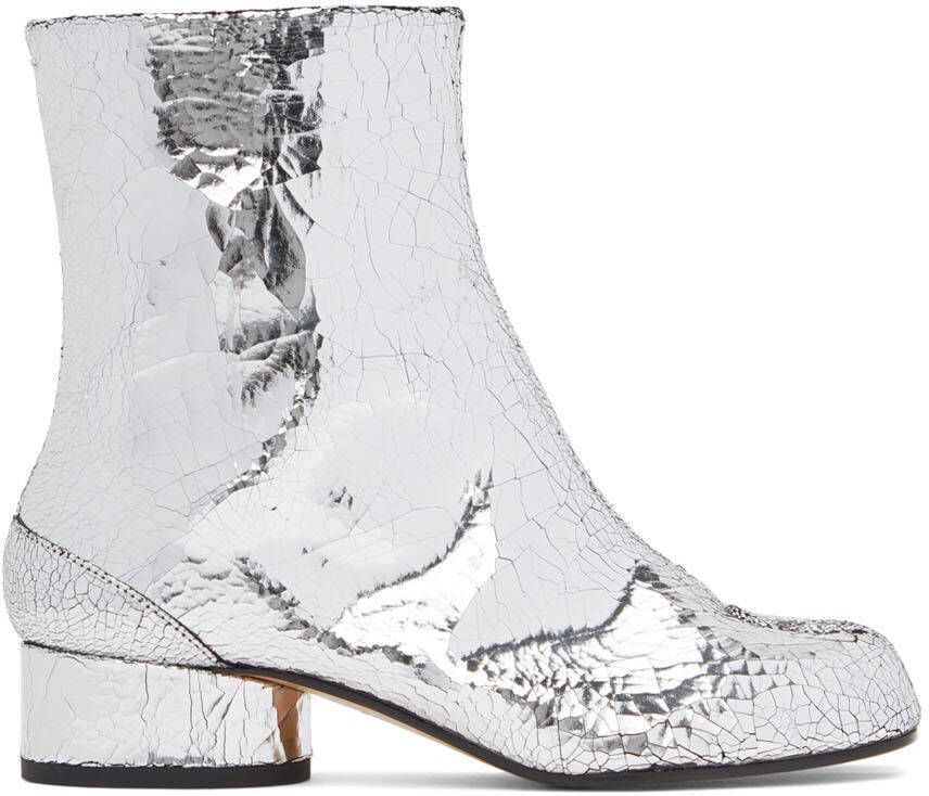 Maison Margiela Silver Calfskin Tabi Boots - Picture 4