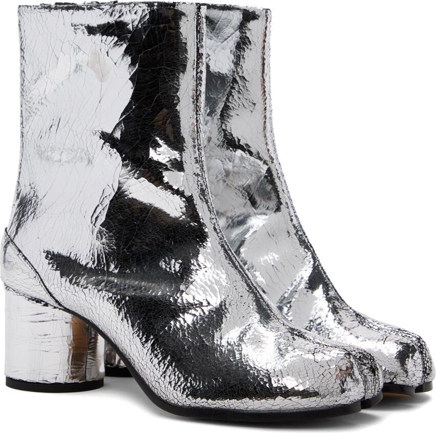 Maison Margiela Silver Tabi Broken Mirror Boots - Picture 7