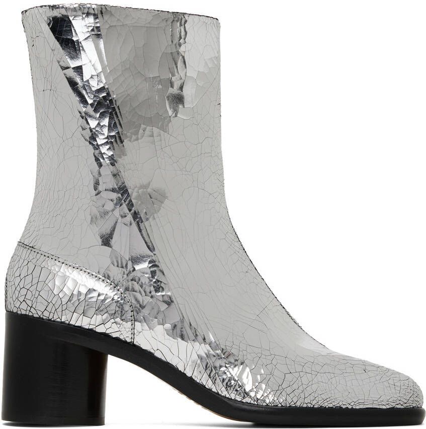 Maison Margiela Silver Broken Mirror Tabi Boots - Picture 6
