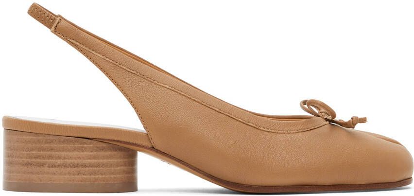 Maison Margiela Tan Slingback Tabi Heels - Picture 5