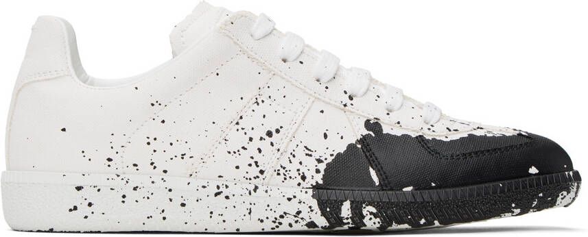 Maison Margiela White & Black Paint Replica Sneakers