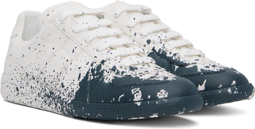 Maison Margiela White & Blue Replica Sneakers - Picture 2