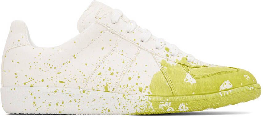 Maison Margiela White & Yellow Paint Replica Sneakers - Picture 5