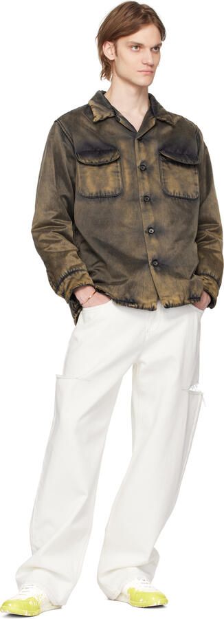 Maison Margiela White & Yellow Paint Replica Sneakers - Picture 4