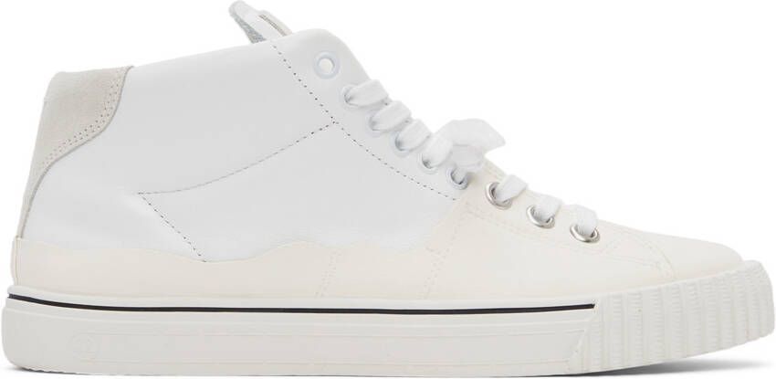 Maison Margiela White Leather Mid-Top Sneakers - Picture 5