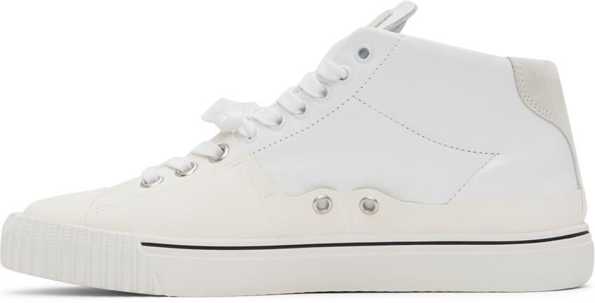 Maison Margiela White Leather Mid-Top Sneakers - Picture 4