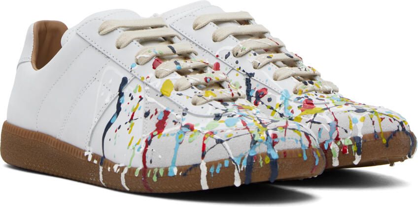 Maison Margiela Off-White & Multicolor Paint Drop Replica Sneakers - Picture 2