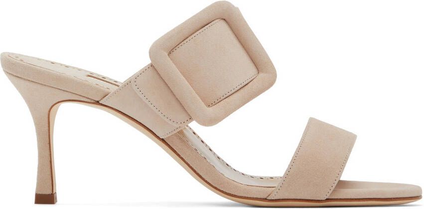 Manolo Blahnik Beige Gable Heeled Sandals - Picture 5