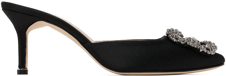 Manolo Blahnik Black Hangisimu Mules - Picture 5