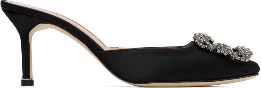Manolo Blahnik Black Hangisimuca Heeled Mules - Picture 5