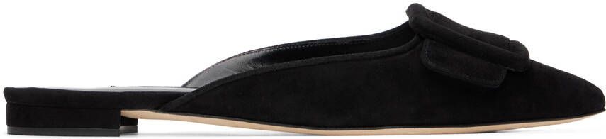 Manolo Blahnik Black Maysaleflat Flat Mules - Picture 5