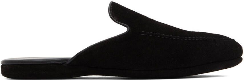 Manolo Blahnik Black Suede Montague Loafers