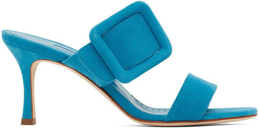 Manolo Blahnik Blue Gable Mules - Picture 5