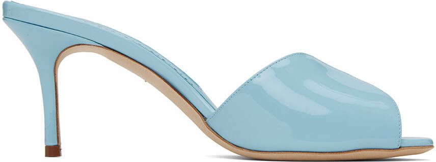 Manolo Blahnik Blue Houramu Mules - Picture 5