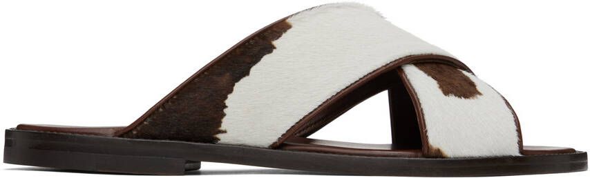 Manolo Blahnik Brown & White Otawi Sandals